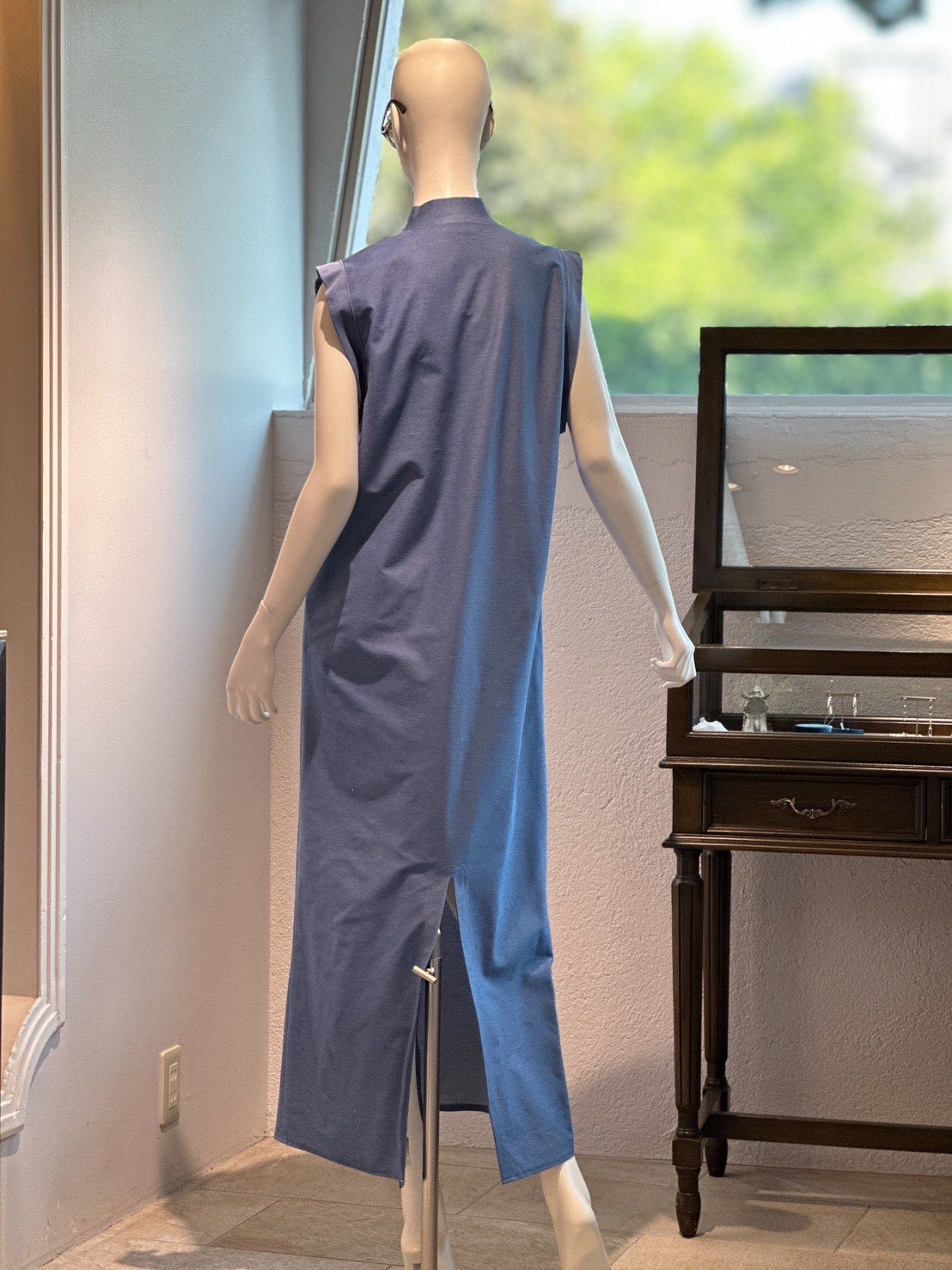 スキッパーストレッチワンピース（ライトインディゴ）