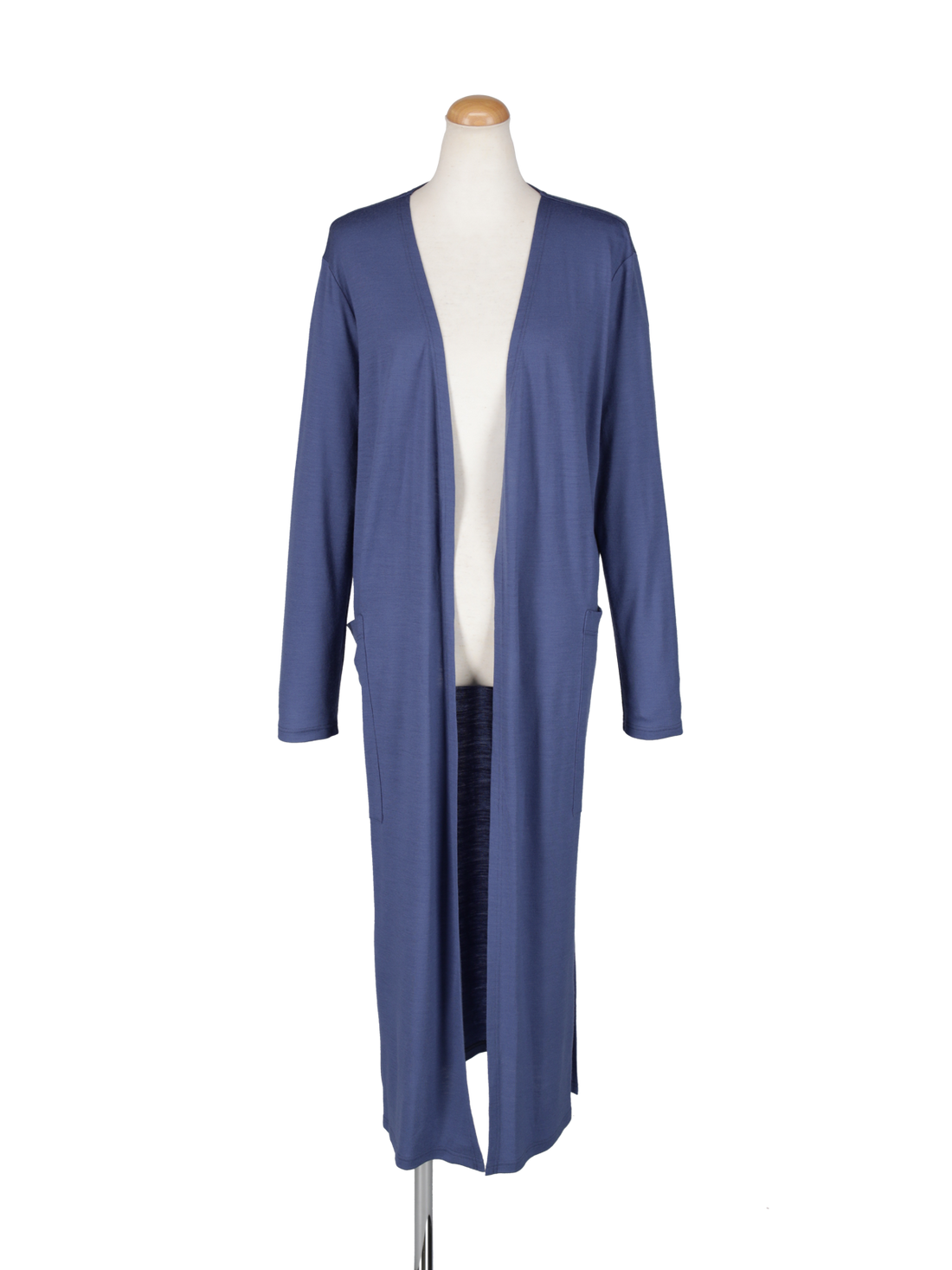 ニットカットロングカーディガン（インディゴブルー）