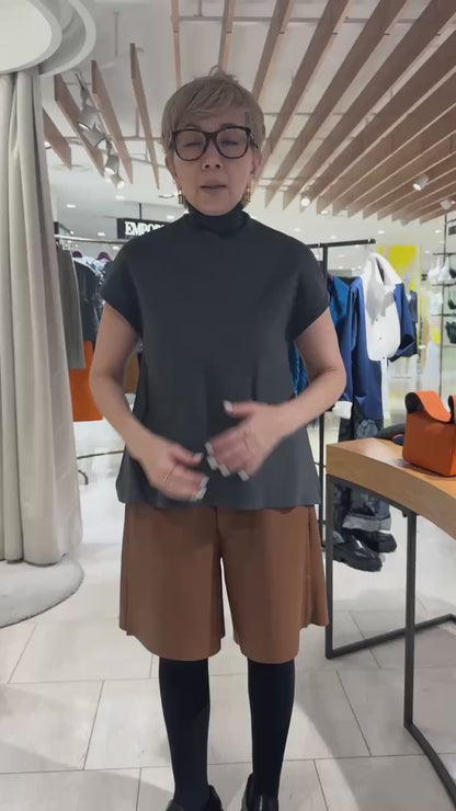 ハイネックフレンチAラインニット(グレー)