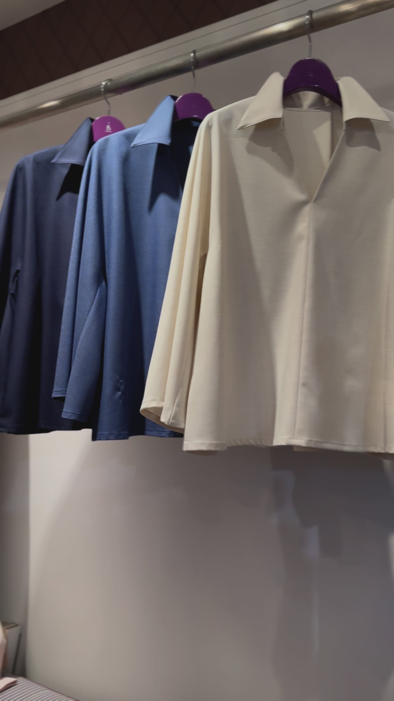 【コーデセット】スキッパーシャツ×ポリレーヨンワイドパンツ(クリーム)