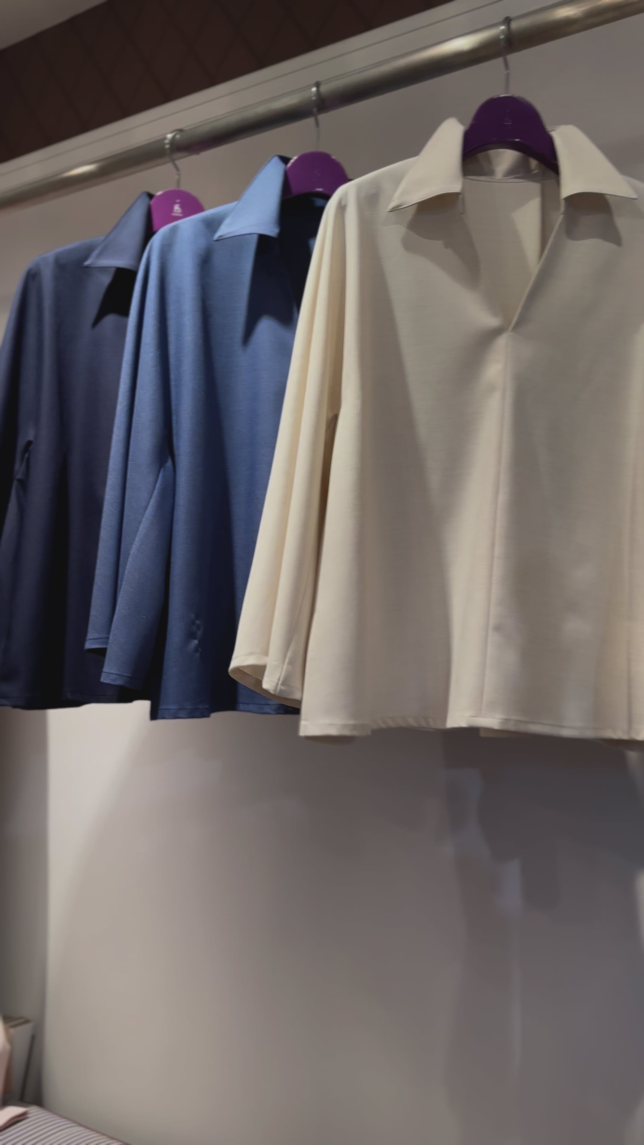 【コーデセット】スキッパーシャツ×ポリレーヨンワイドパンツ(クリーム)