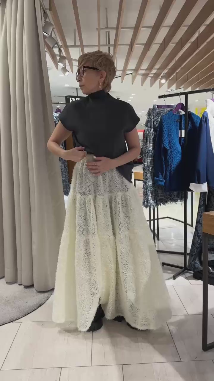 チュールレース ティアードスカート